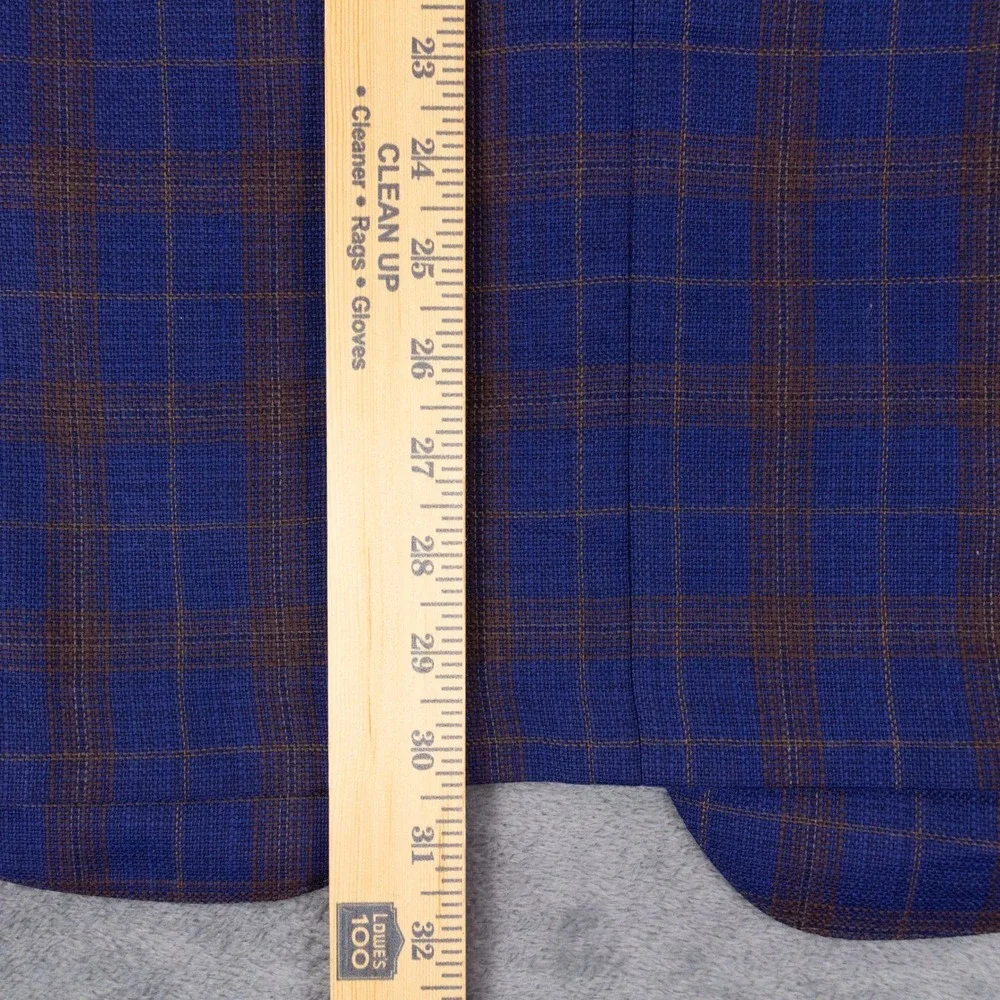 Tiglio Luxe Modern Fit Blazer Mens 52R Blue Plaid Wool Paisley Lining Biella